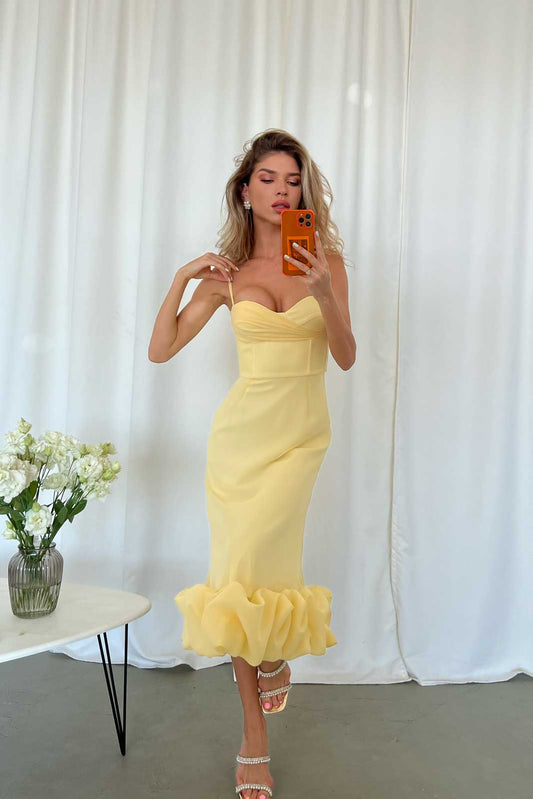 Micaela yellow midi dress