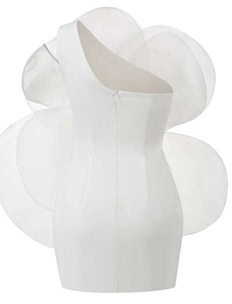 Amara White Strapless 3D Flower Mini Dress