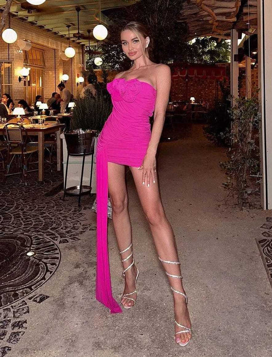 Grace Pink Bandage Strapless Mini Dress