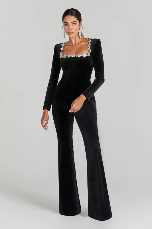 Charlotte black with diamond accents jumpsuit