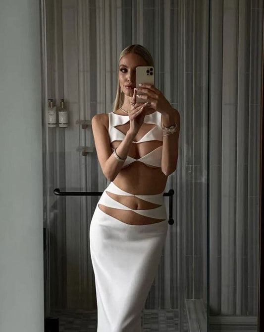 Milo White Cutout Maxi Dress Set